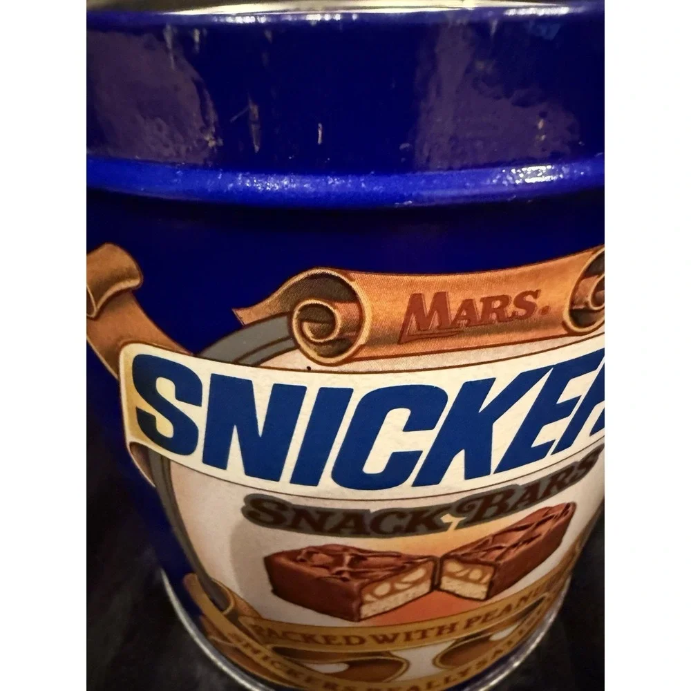 Vintage 1987 Snickers Snack Bars Mars Metal Tin Can 7.5